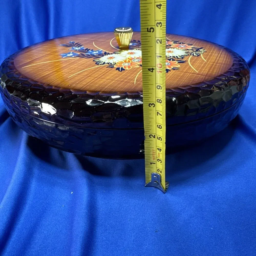 VINTAGE ORIENTAL FLORAL LAZY SUSAN WITH INSERT TRAY With Original Box